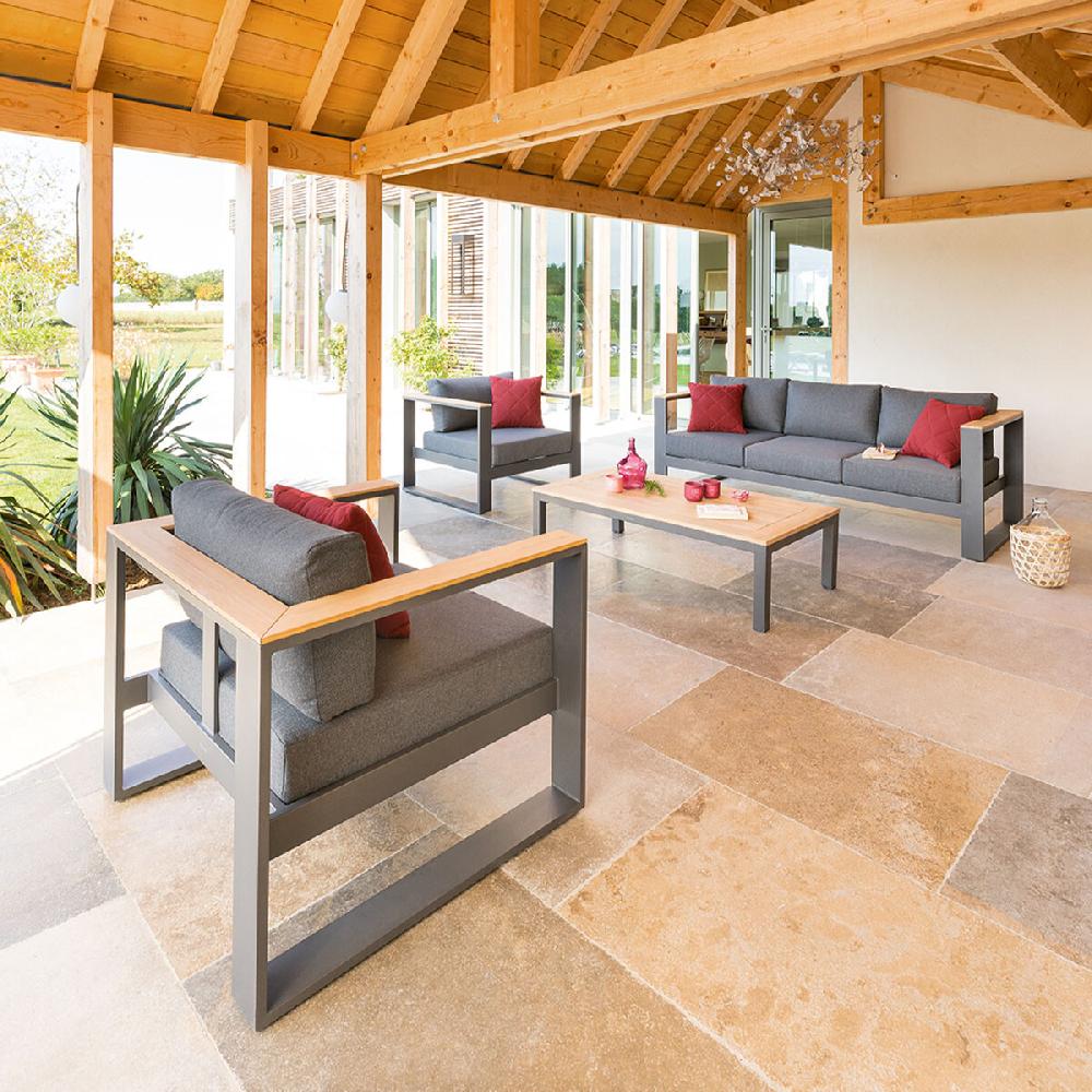 hesperide Salon de jardin EMPERIA Gris zébrano Grpahite & Acacia