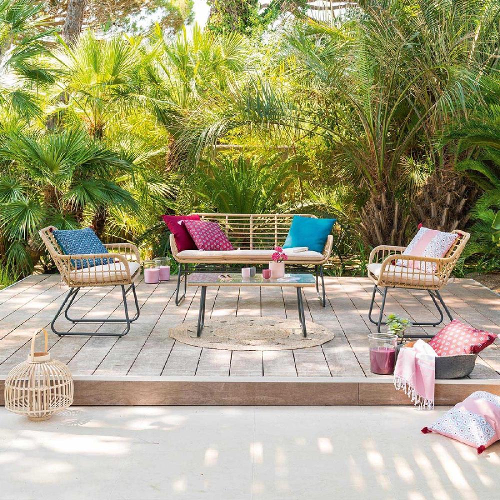 Hesperide Salon De Jardin LAMBADA Sésame Avec Table Basse Rectangulaire Graphite