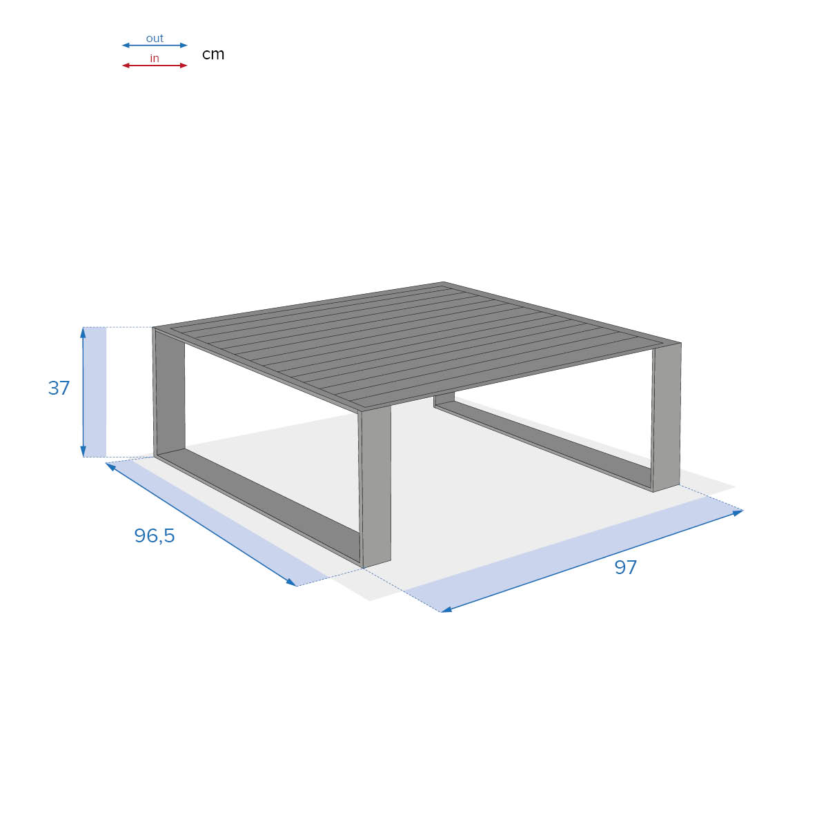 Hesperide Table Basse De Jardin Carrée ALLURE Graphite