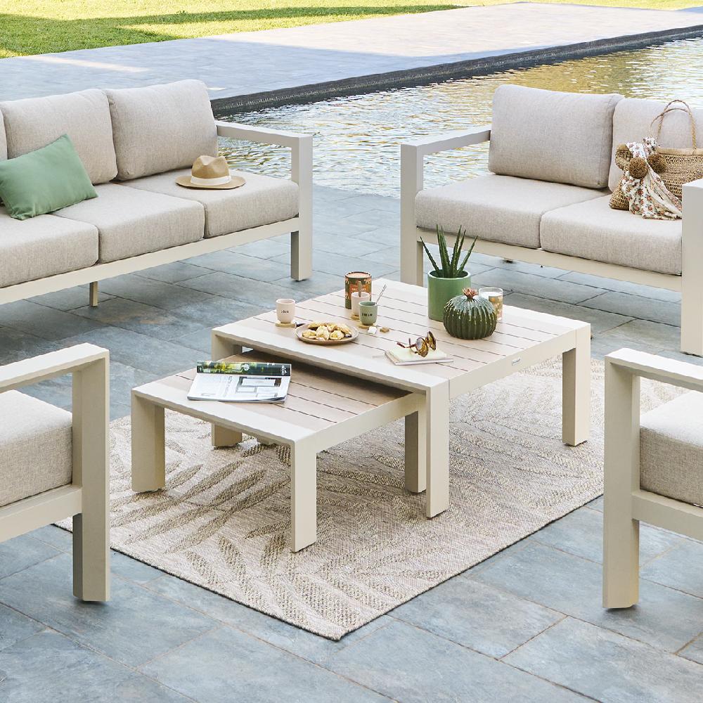 Hesperide Table Basse De Jardin Carrée ÉVASION Argile & Lin