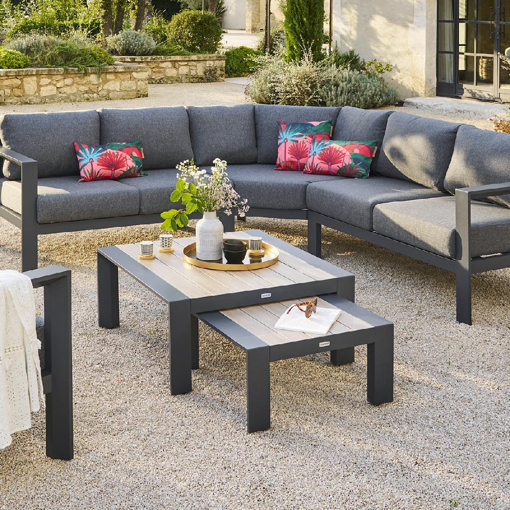 hesperide Table basse de jardin carrée ÉVASION Graphite & Honey