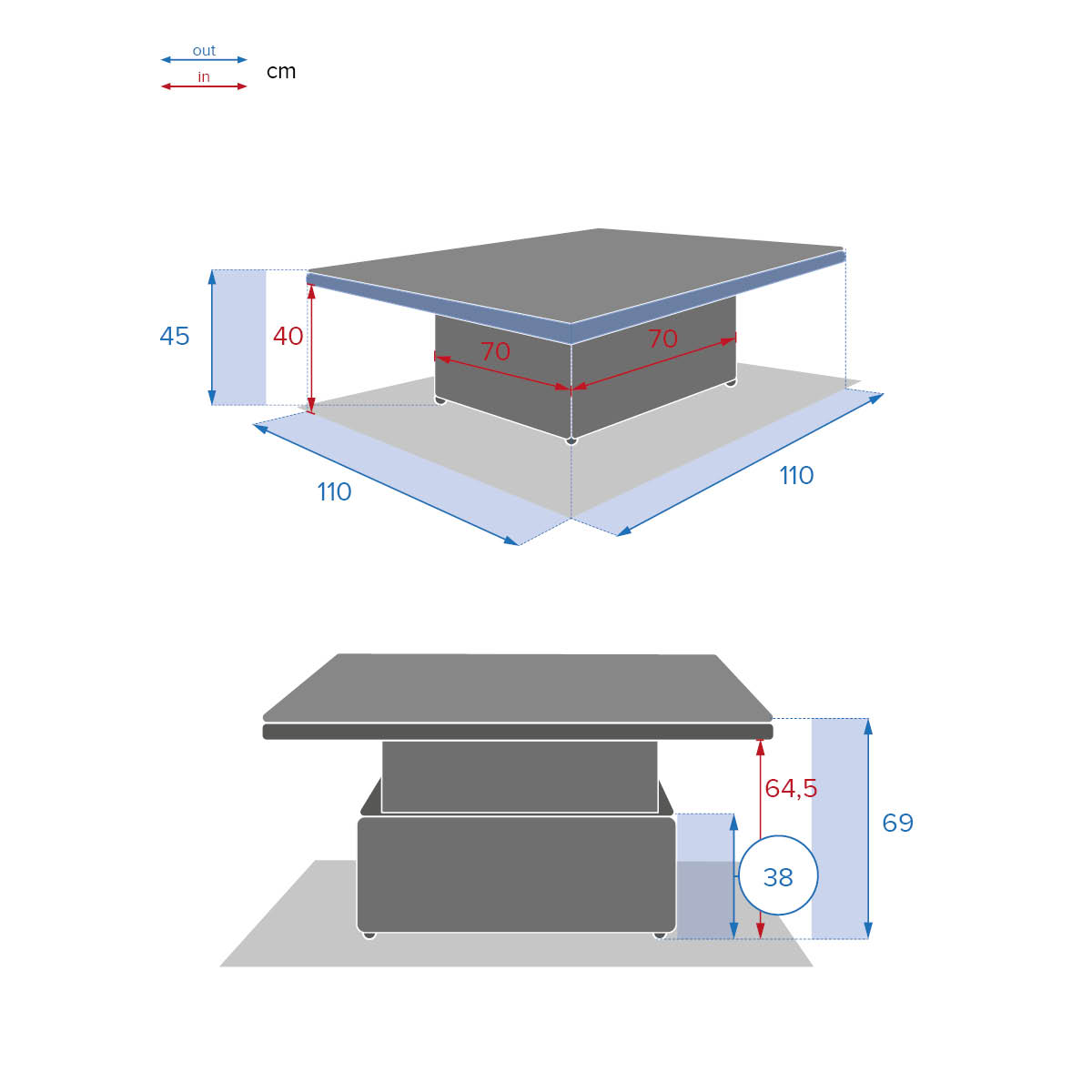 Hesperide Table Basse De Jardin Rectangulaire Relevable MOORÉA Savana