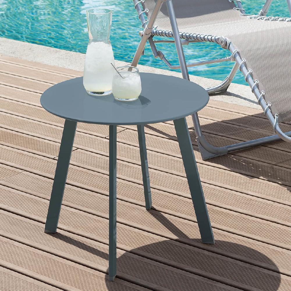 hesperide Table d'appoint de jardin ronde SAONA Bleu canard mat