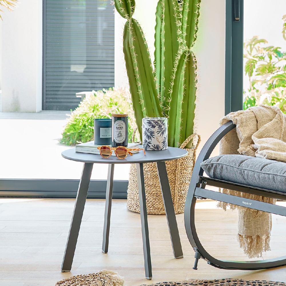Hesperide Table D'appoint De Jardin Ronde SAONA Graphite Mat