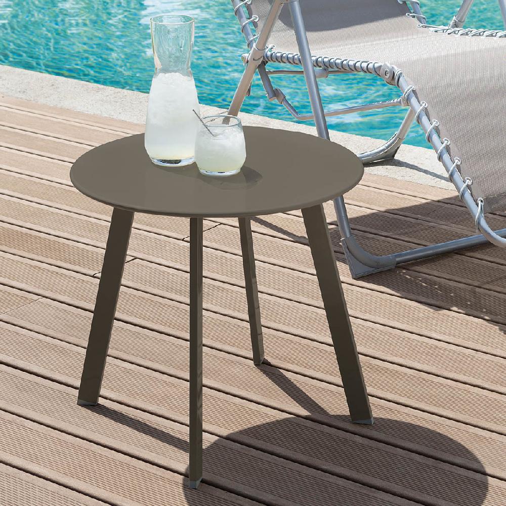hesperide Table d'appoint de jardin ronde SAONA Tonka mat