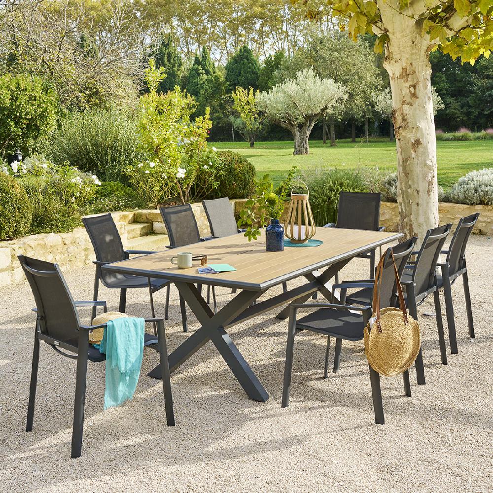 hesperide Table de jardin AXIOME Eucalyptus & Graphite