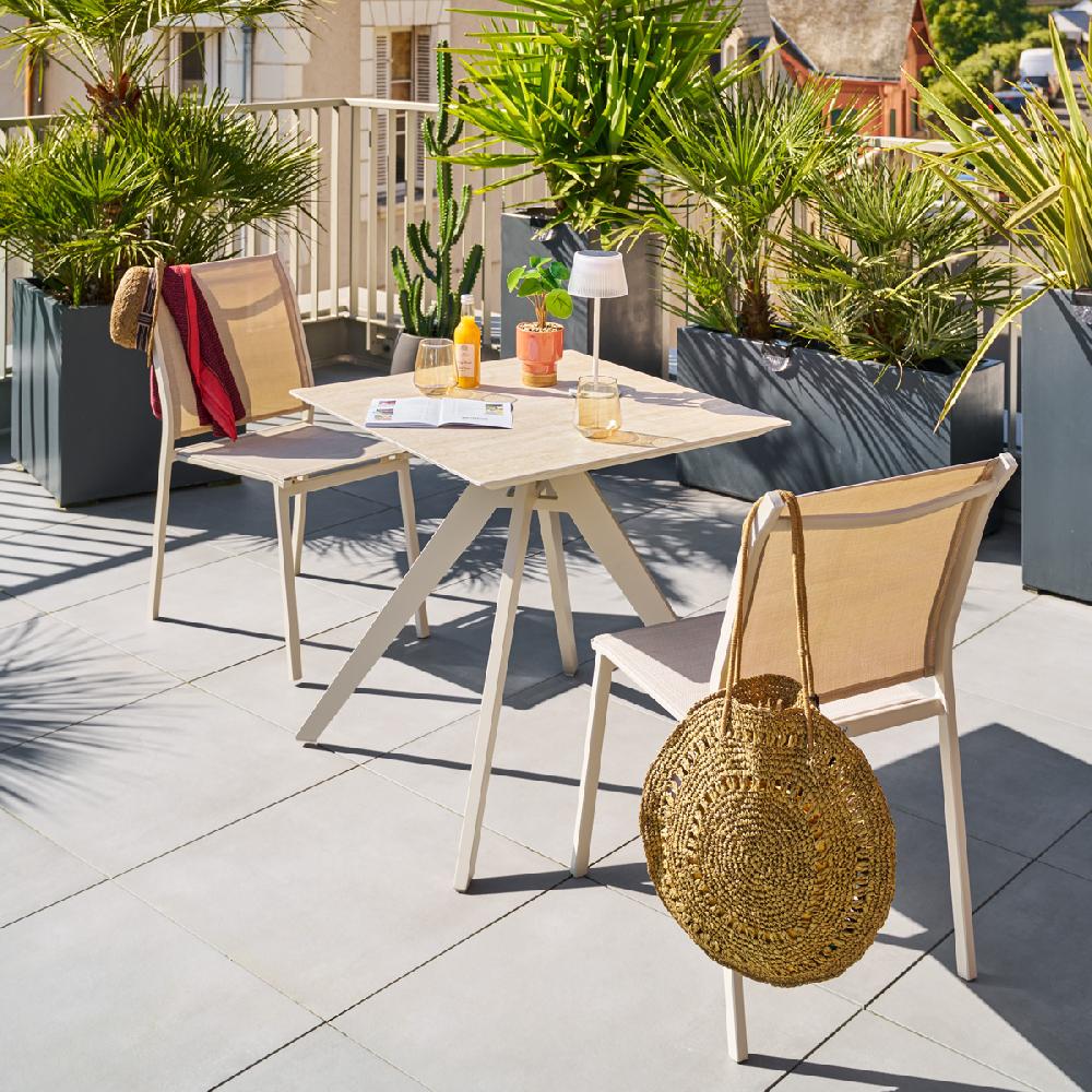 Hesperide Table De Jardin Carrée TERZANO Vanille & Argile