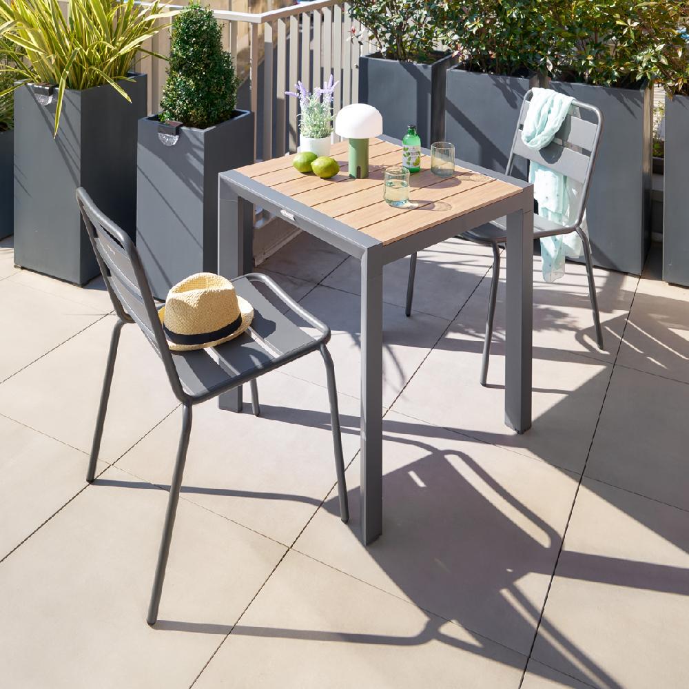 hesperide Table de jardin ÉVASION Effet bois Honey & Graphite