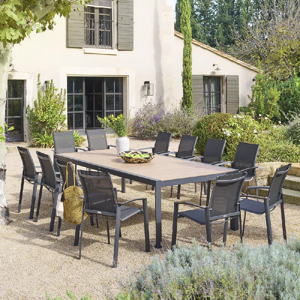 hesperide Table de jardin ÉVASION Effet bois Honey & Graphite