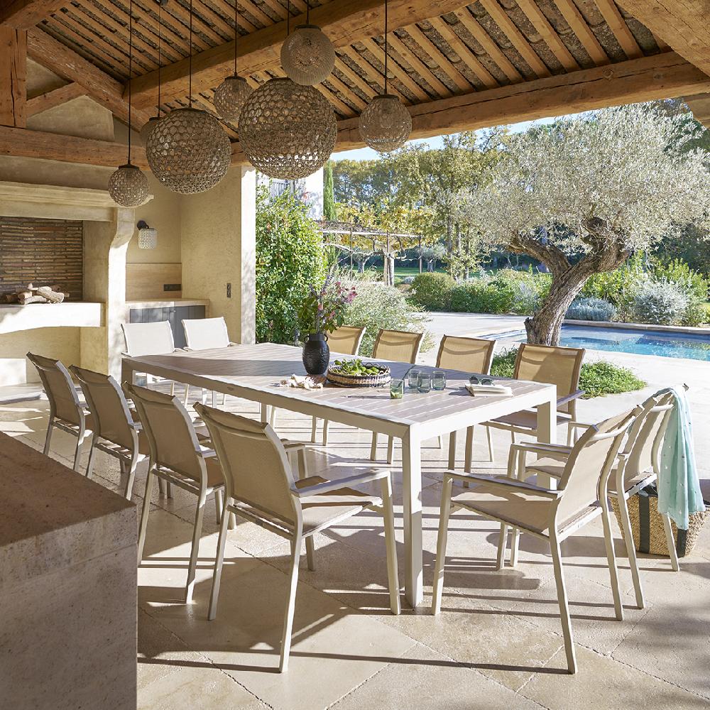 hesperide Table de jardin ÉVASION Effet bois Lin & Argile