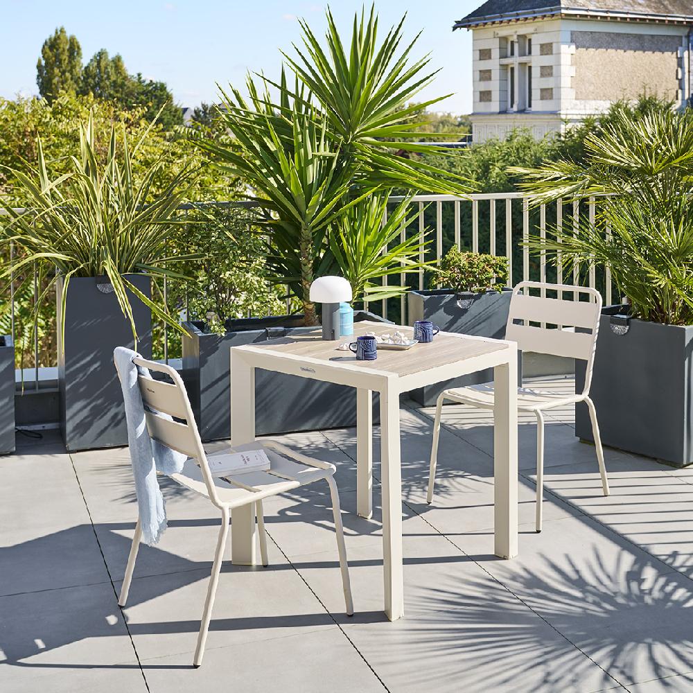 hesperide Table de jardin ÉVASION Effet bois Lin & Argile