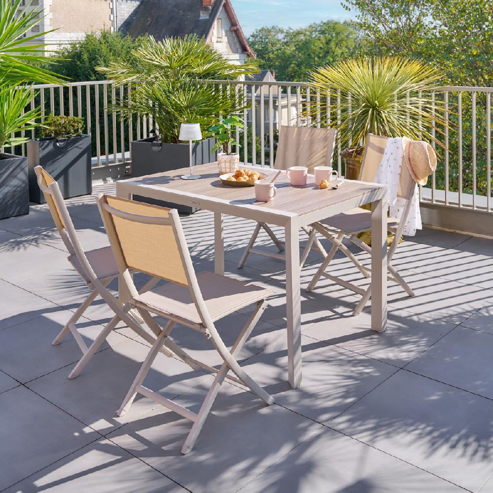 hesperide Table de jardin ÉVASION Effet bois Lin & Argile