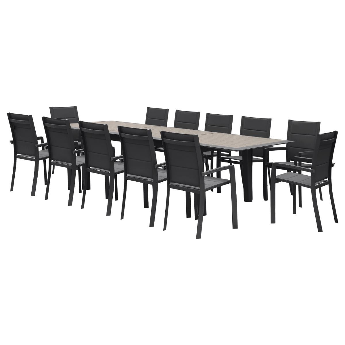 Hesperide Table De Jardin Extensible ALLURE Effet Bois Muscade & Graphite