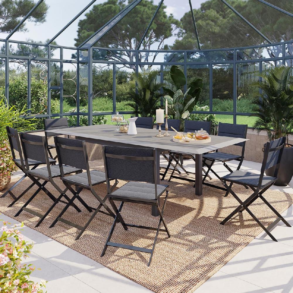 hesperide Table de jardin extensible ALLURE Effet bois muscade & Graphite