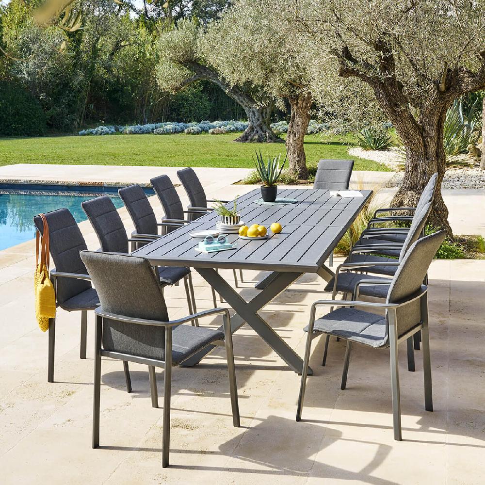 hesperide Table de jardin extensible AXIOME Ardoise granitée