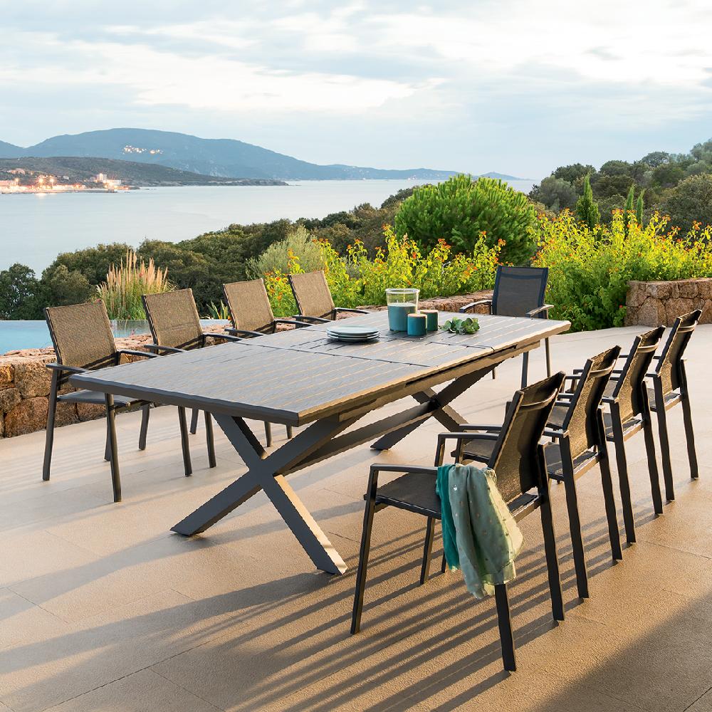 hesperide Table de jardin extensible AXIOME Ardoise granitée