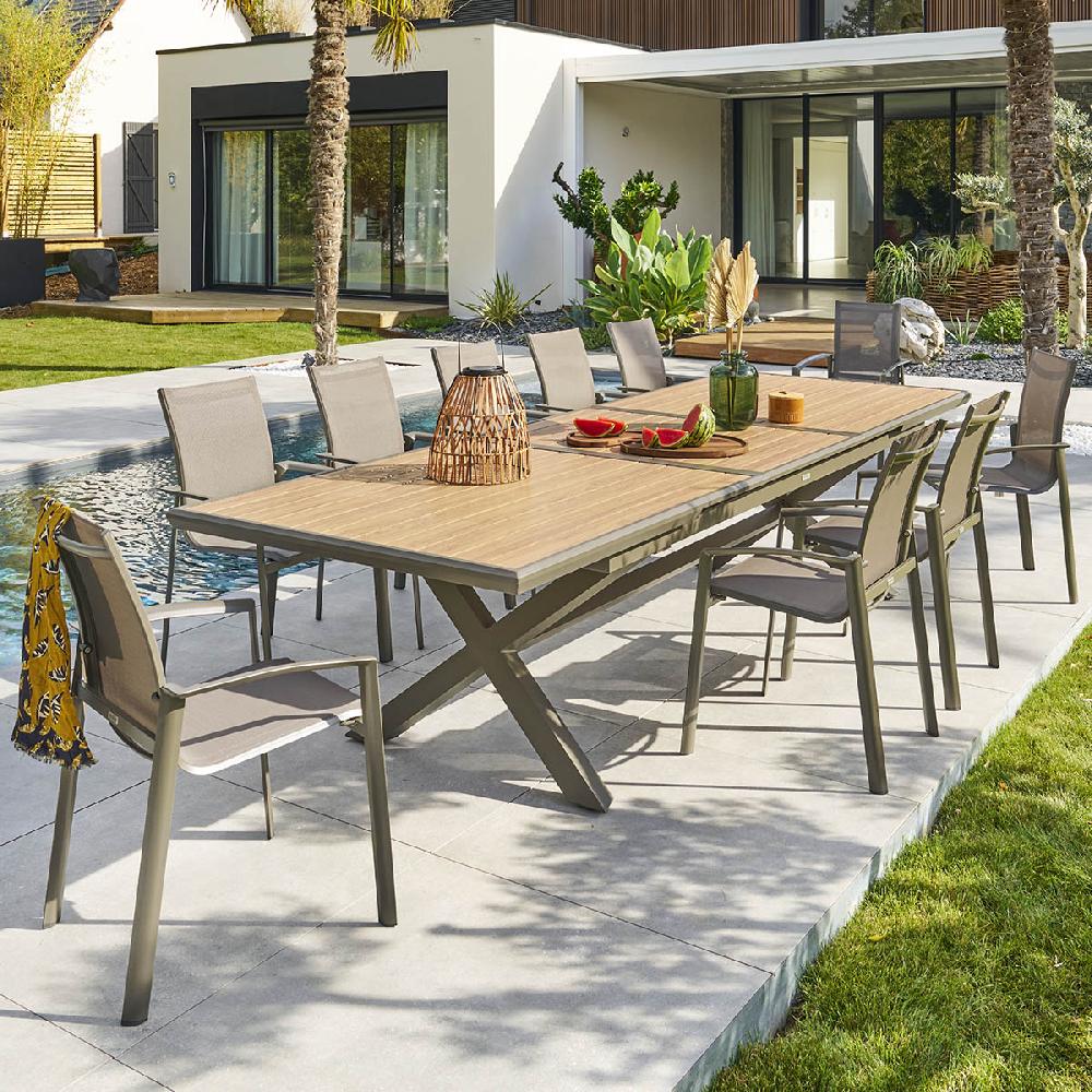 hesperide Table de jardin extensible AXIOME Effet bois Honey & Praline