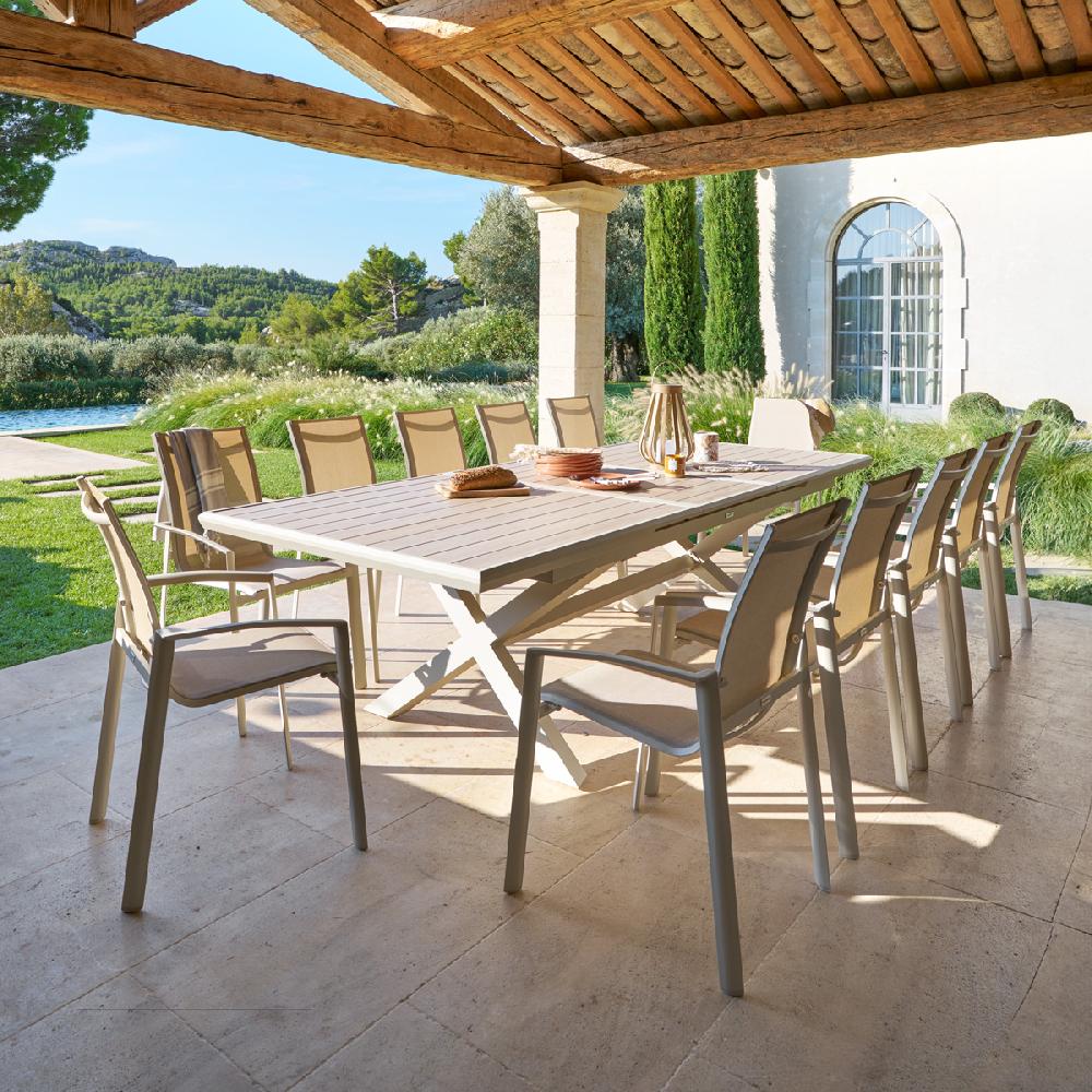 hesperide Table de jardin extensible AXIOME Effet bois Lin & Argile