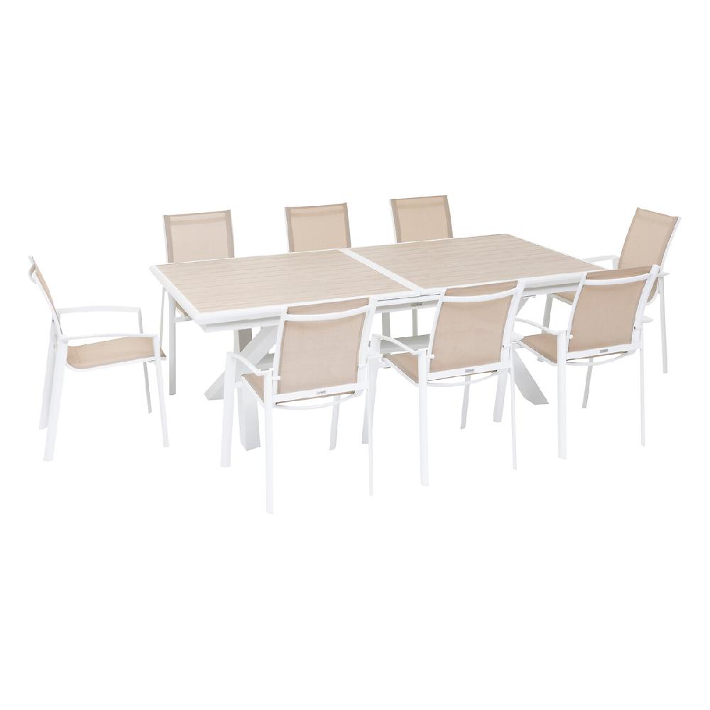 Hesperide Table De Jardin Extensible AXIOME Effet Bois Lin & Blanc