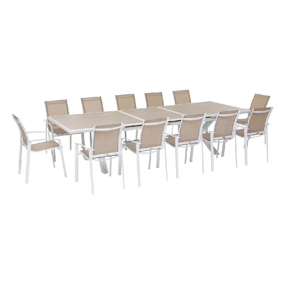 Hesperide Table De Jardin Extensible AXIOME Effet Bois Lin & Blanc