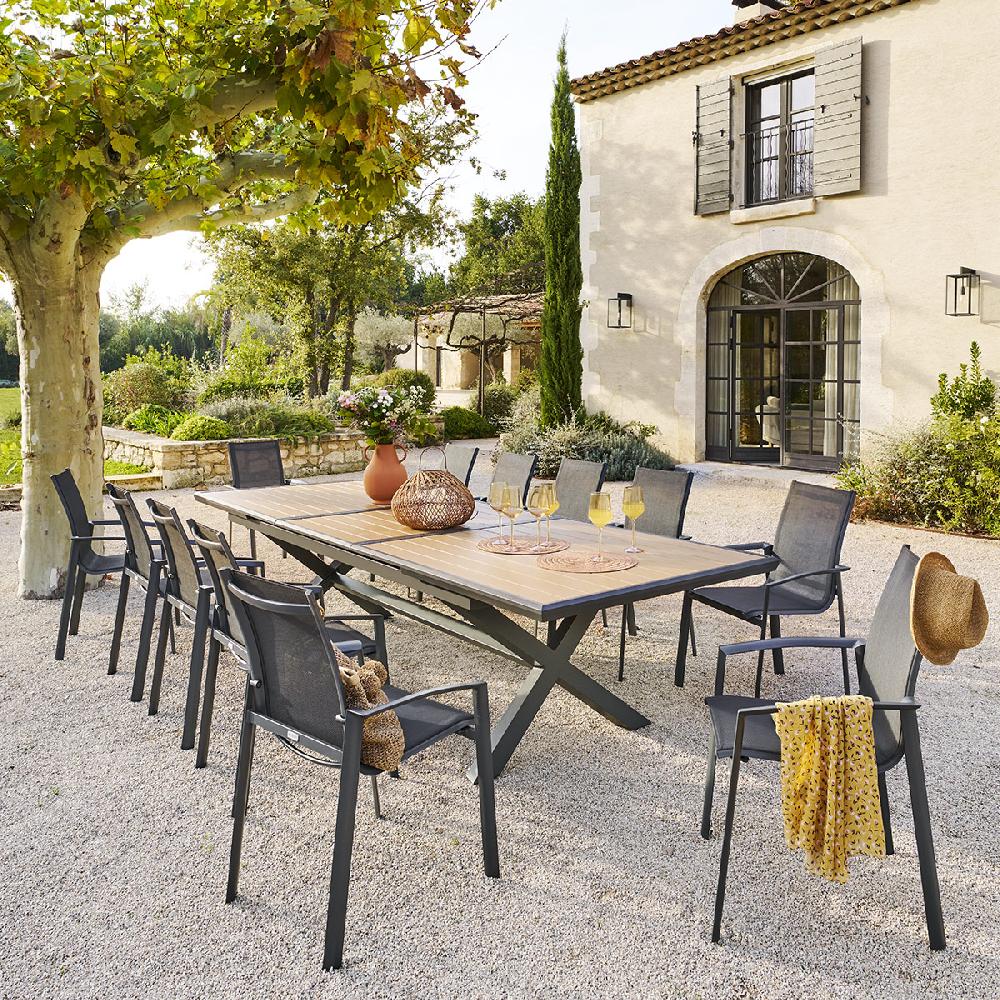 hesperide Table de jardin extensible AXIOME Effet bois Noix & Graphite