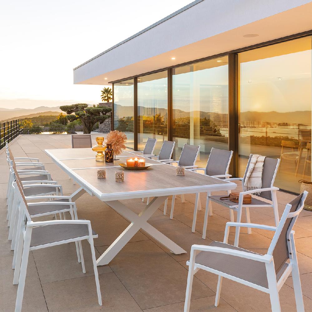 hesperide Table de jardin extensible AXIOME Sépia & Blanc