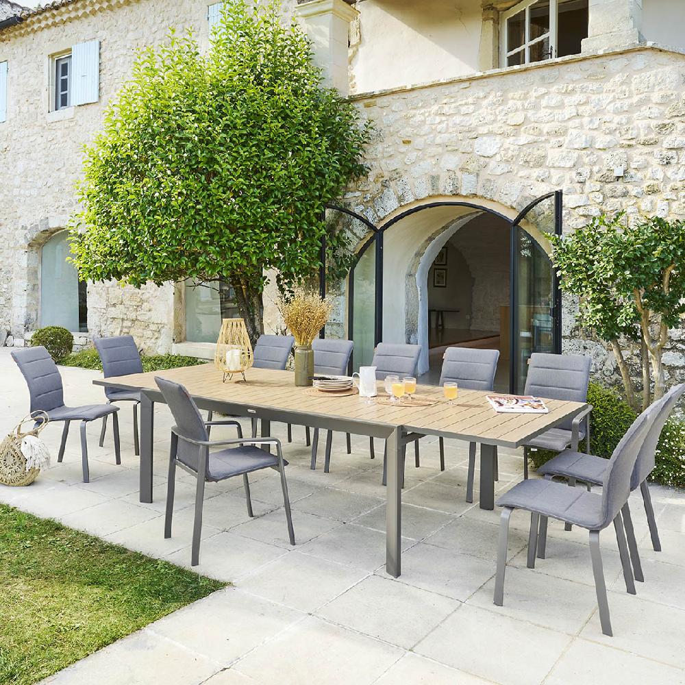 hesperide Table de jardin extensible coulissante ÉVASION Effet bois Honey & Praline
