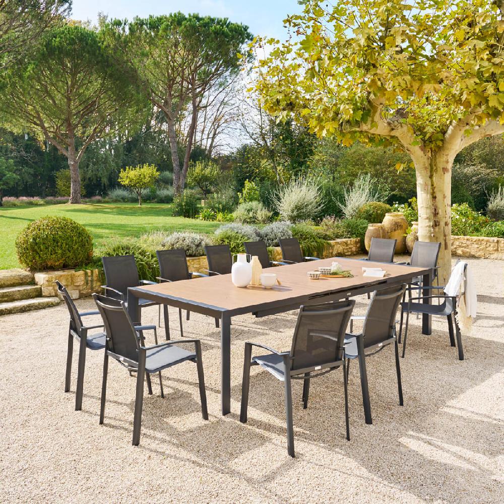 Hesperide Table De Jardin Extensible ÉVASION Effet Bois Honey & Graphite