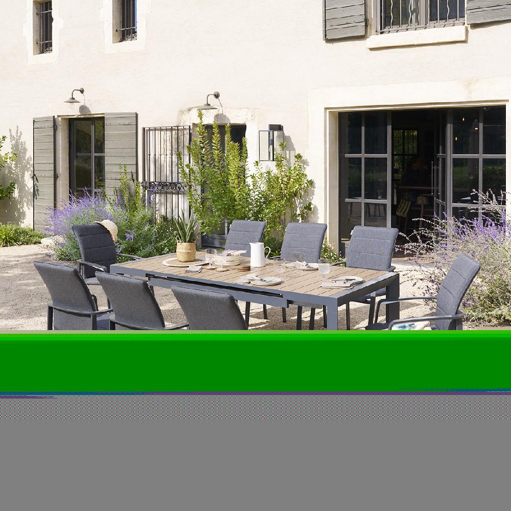 Hesperide Table De Jardin Extensible ÉVASION Effet Bois Honey & Graphite