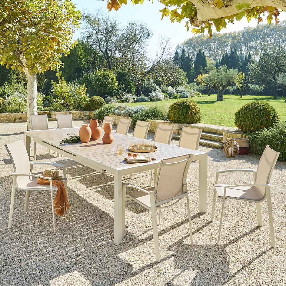 Hesperide Table De Jardin Extensible ÉVASION Effet Bois Lin & Argile