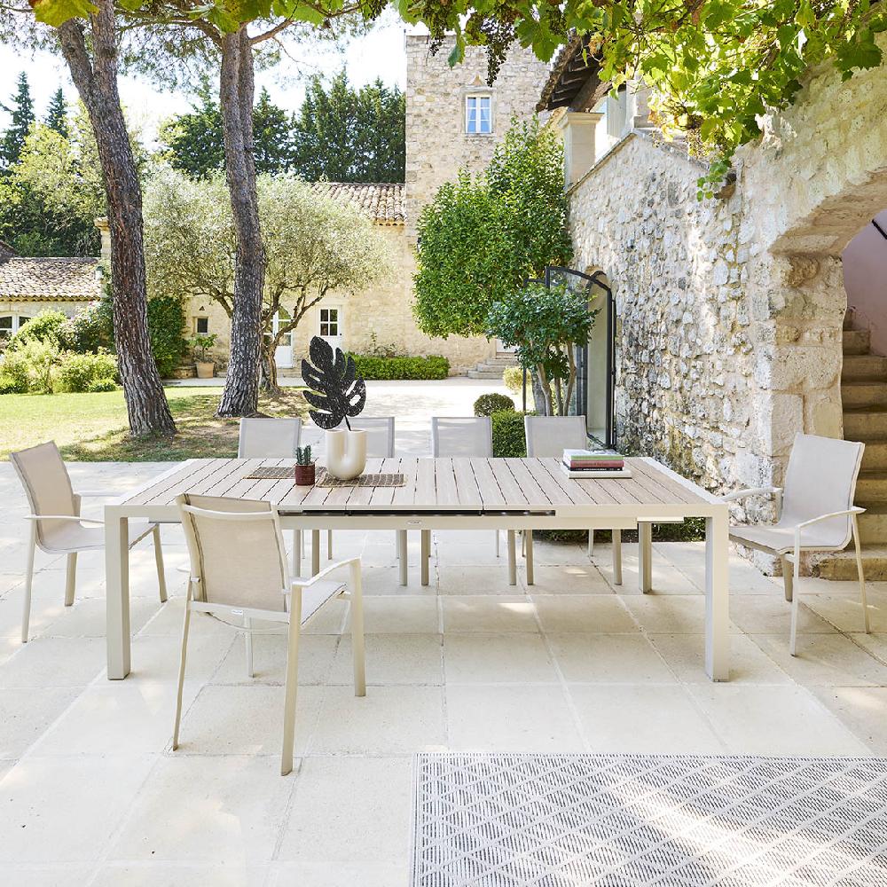 hesperide Table de jardin extensible ÉVASION Effet bois Lin & Argile