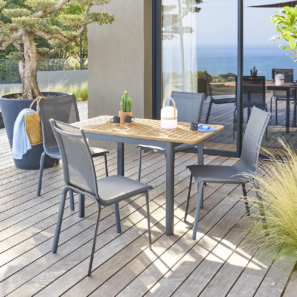 hesperide Table de jardin extensible FOLYA Eucalyptus & Graphite
