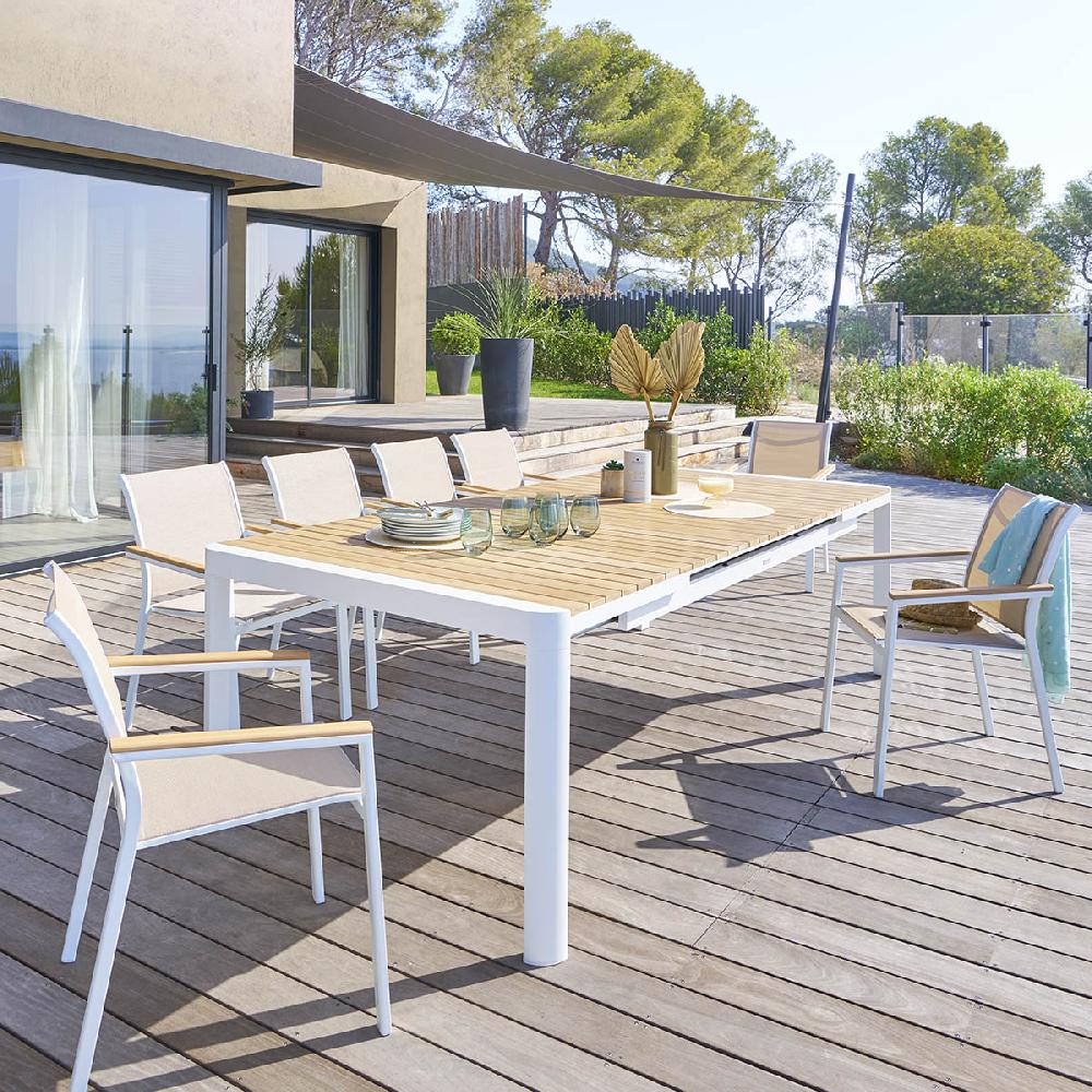 hesperide Table de jardin extensible PARADIZE Acacia & Blanc