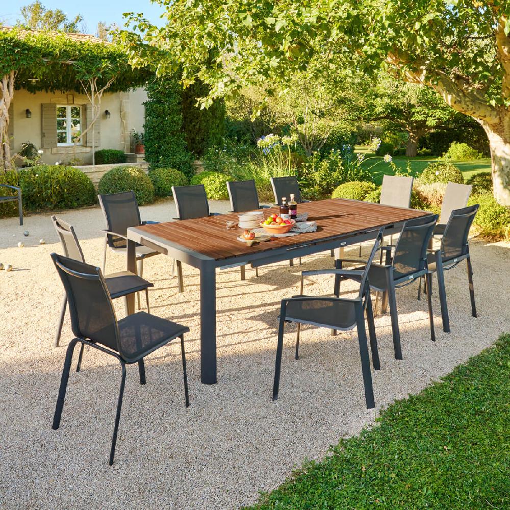 hesperide Table de jardin extensible PARADIZE Effet Noyer & Graphite