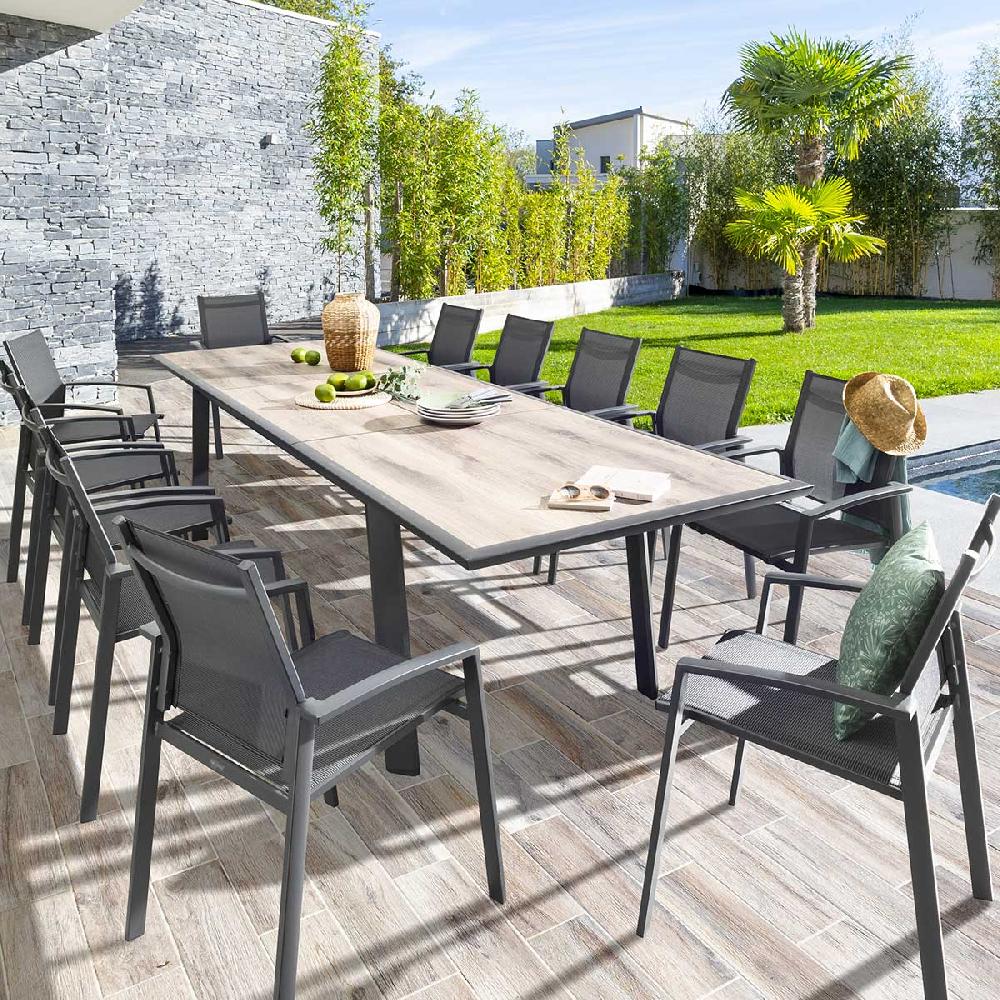 Hesperide Table De Jardin Extensible PAVANE Graphite & Pécan