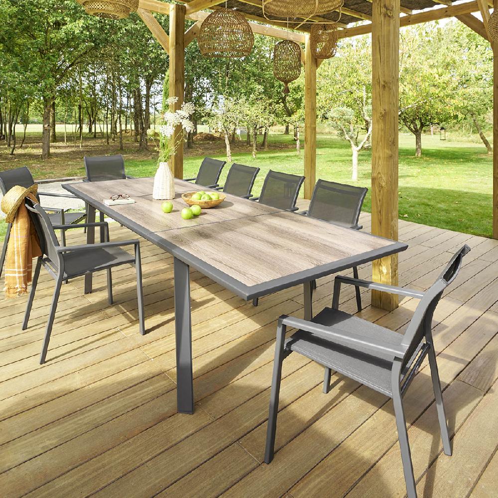 hesperide Table de jardin extensible PAVANE Pécan & Graphite