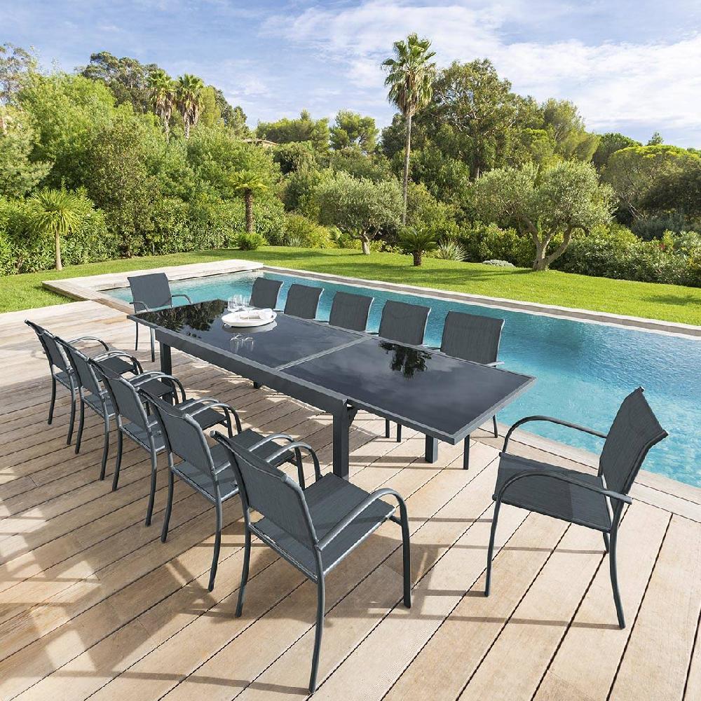 hesperide Table de jardin extensible PIAZZA Graphite