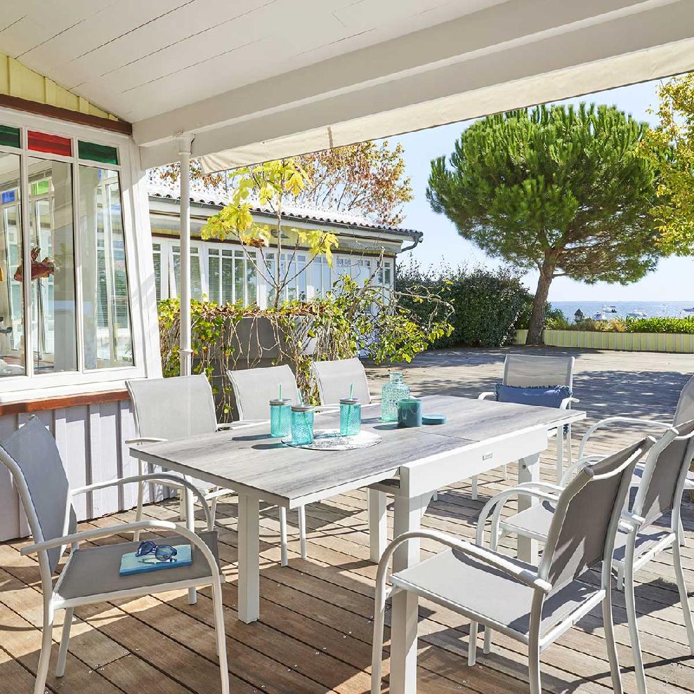 hesperide Table de jardin extensible PIAZZA Gris smoke & Blanc