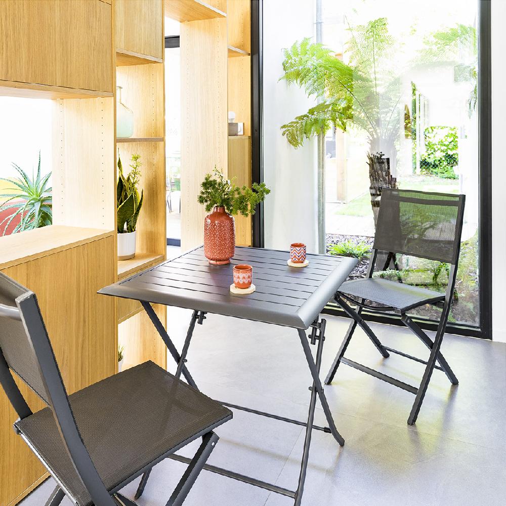 Hesperide Table De Jardin Pliante Carrée AZUA Graphite