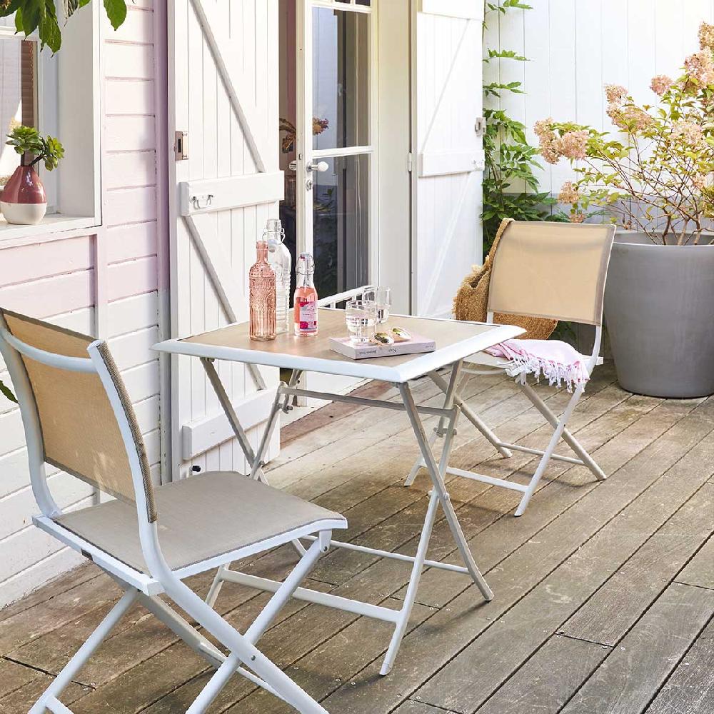 Hesperide Table De Jardin Pliante Carrée AZUA Houblon & Blanc