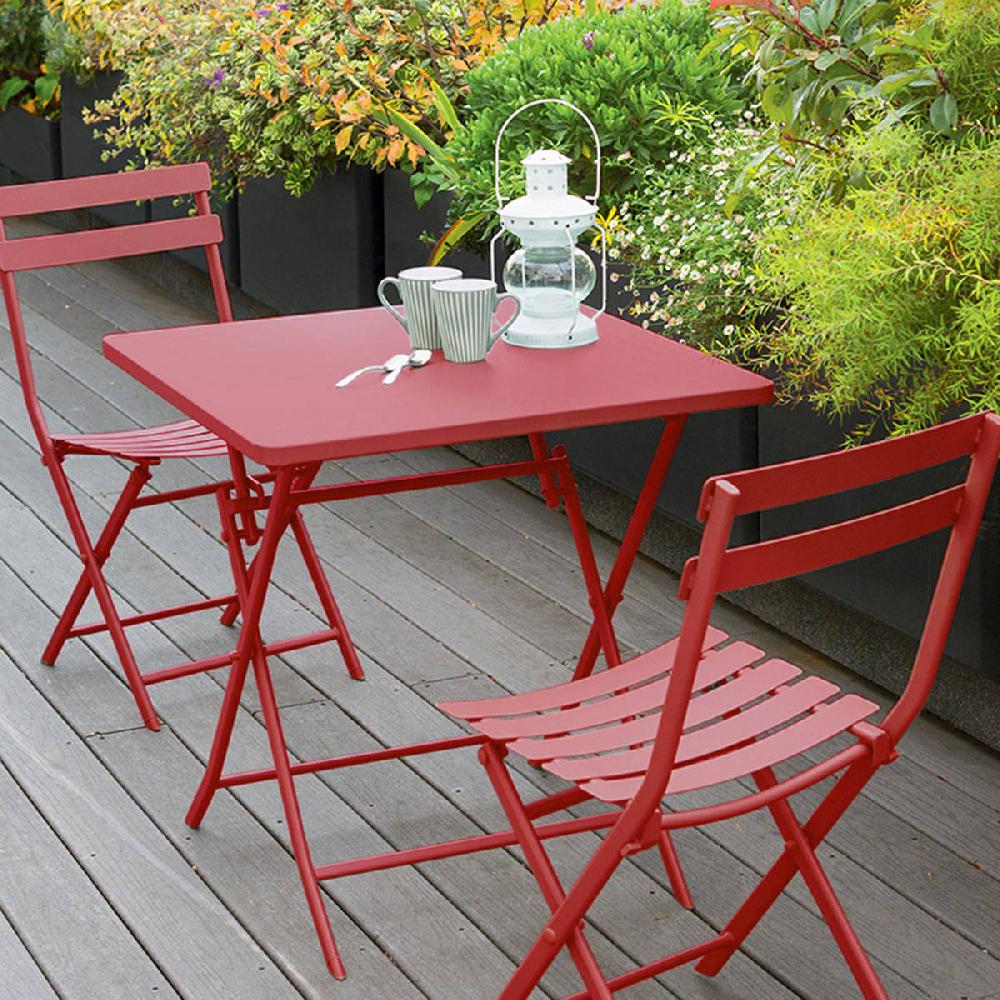 hesperide Table de jardin pliante carrée GREENSBORO Groseille