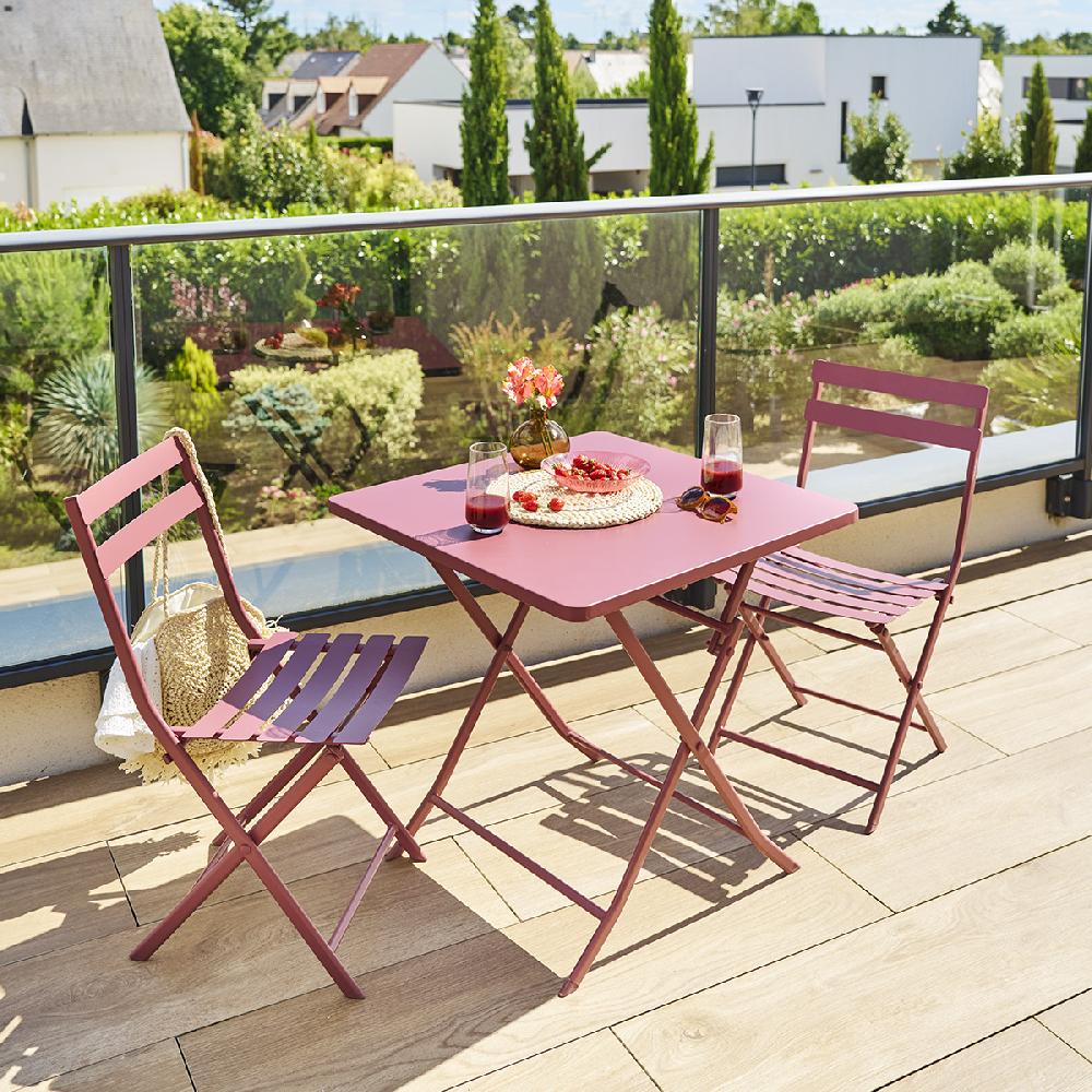 hesperide Table de jardin pliante carrée GREENSBORO Lie de vin