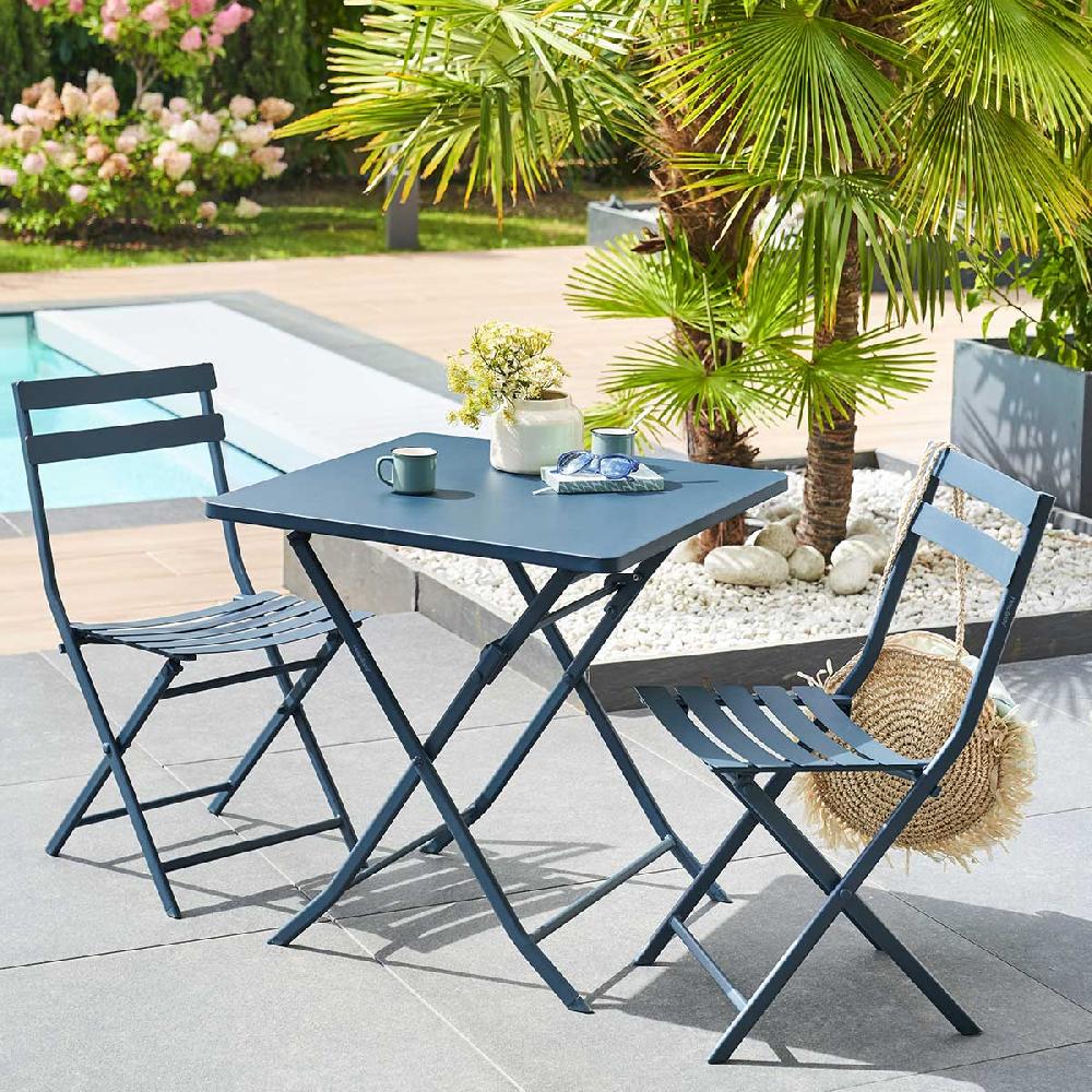 hesperide Table de jardin pliante carrée GREENSBORO Pétrole