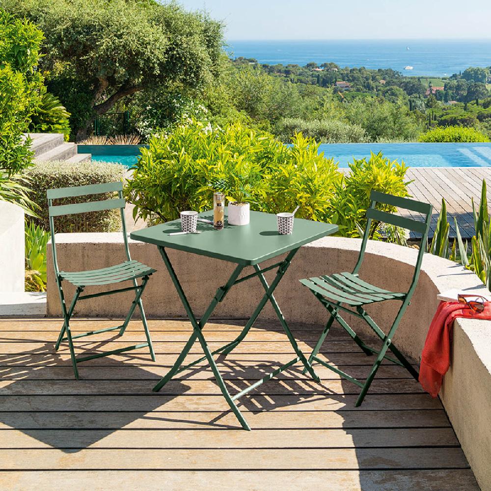 hesperide Table de jardin pliante carrée GREENSBORO Vert olive