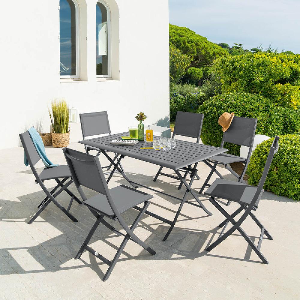 hesperide Table de jardin pliante rectangulaire AZUA Graphite