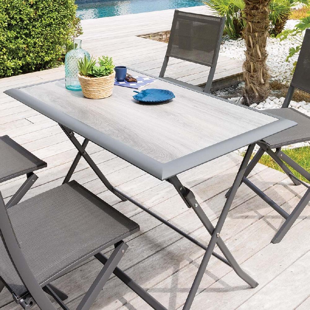 hesperide Table de jardin pliante rectangulaire AZUA Gris smoke