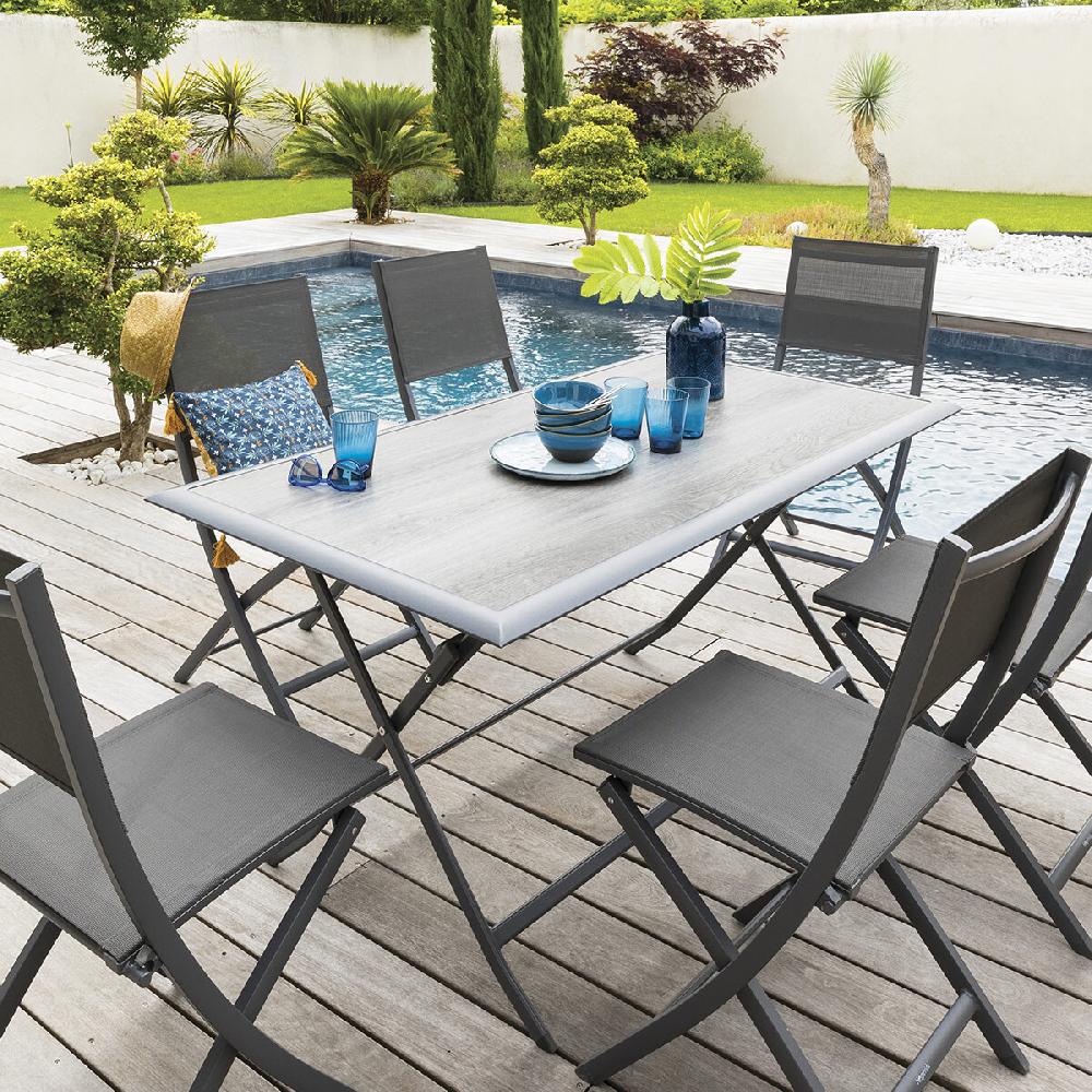hesperide Table de jardin pliante rectangulaire AZUA Gris smoke