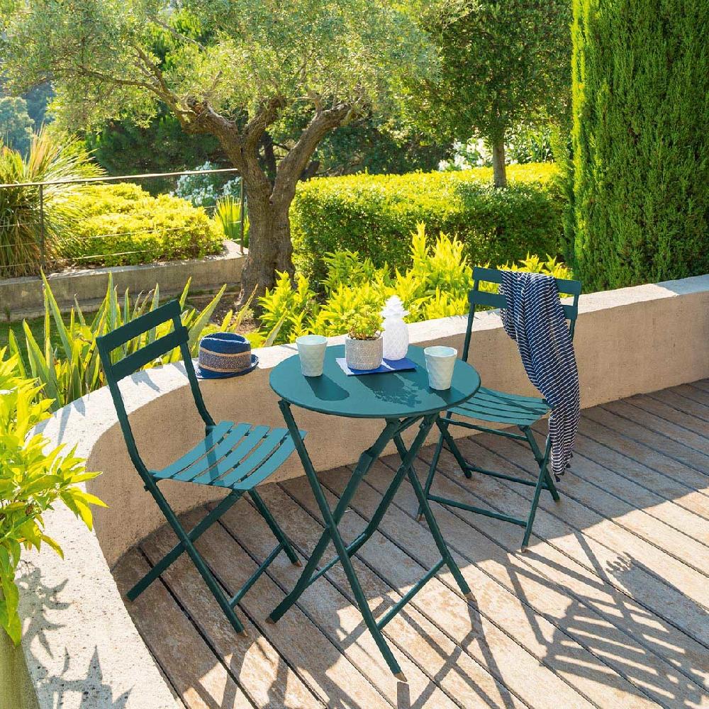 hesperide Table de jardin pliante ronde GREENSBORO Bleu canard