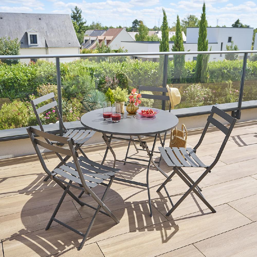hesperide Table de jardin pliante ronde GREENSBORO Graphite