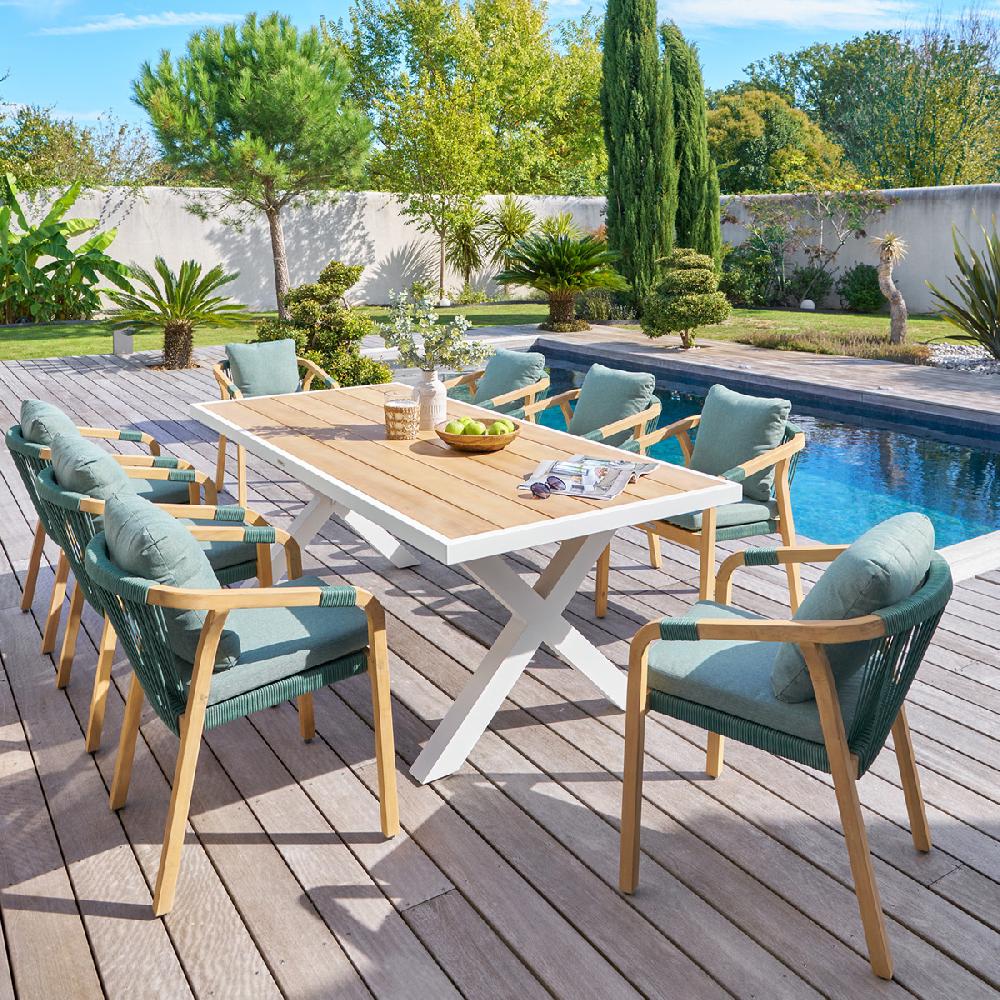 hesperide Table de jardin rectangulaire EMPERIA Acacia & Blanc